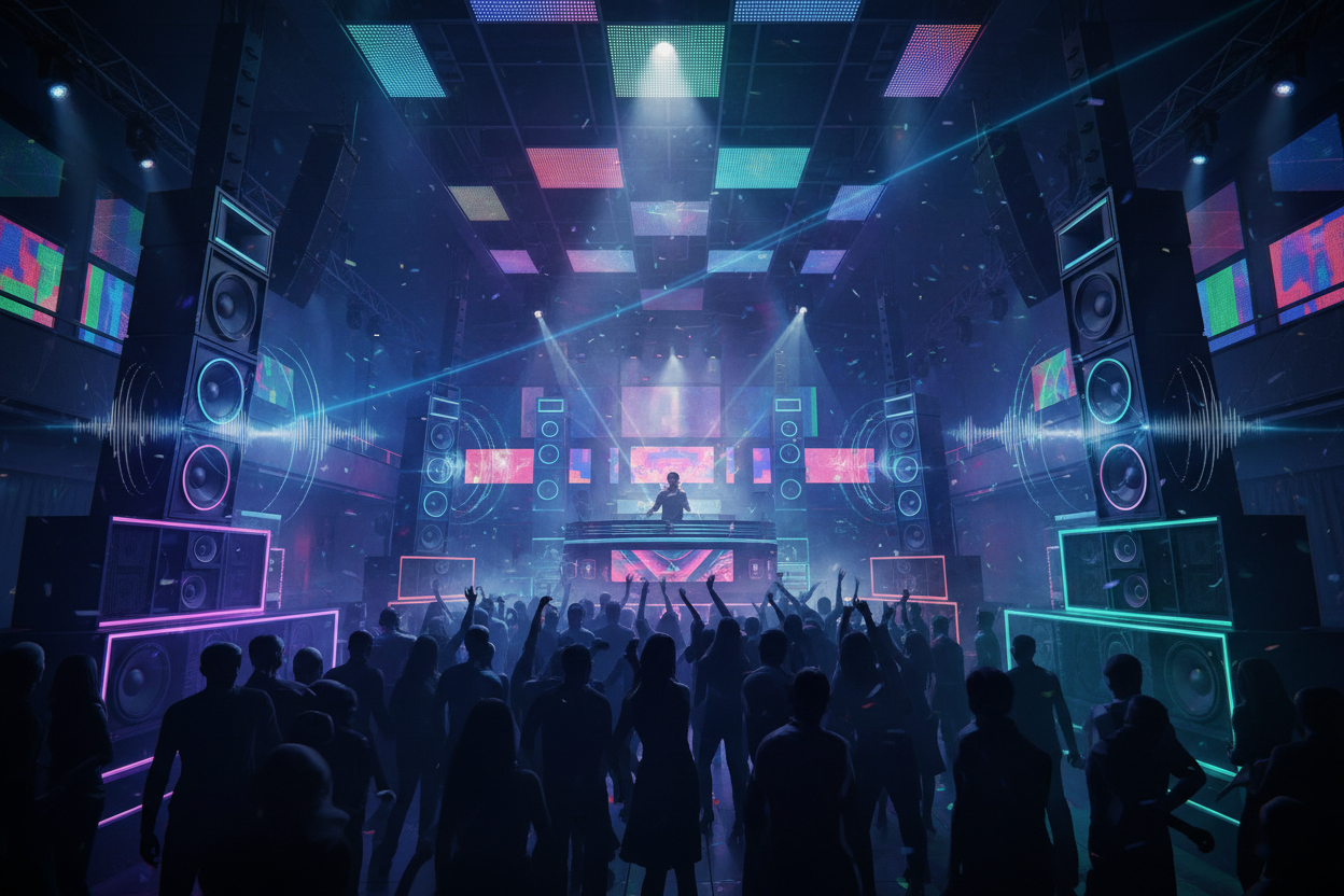 BLASTING SPEAKING EVERYWHERE IN THE CLUB