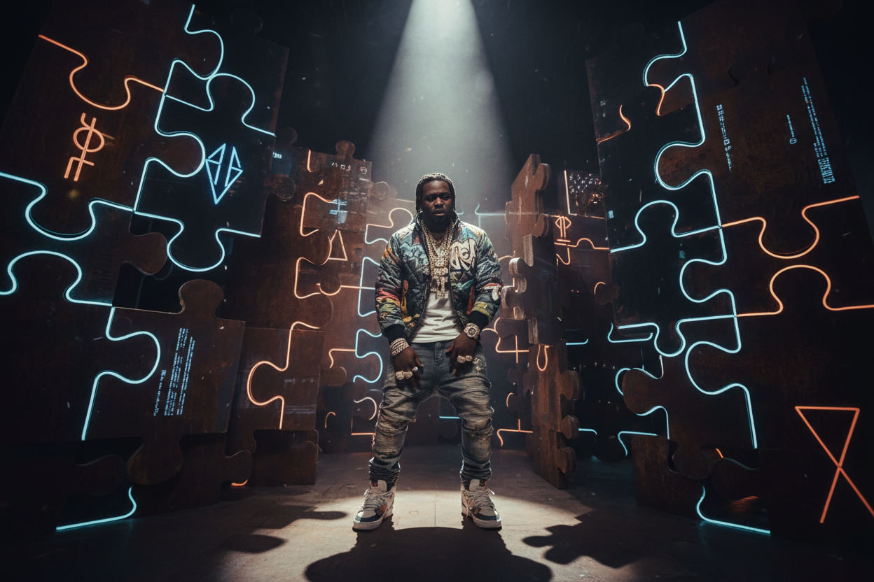 A BLACK HIP HOP ARTIST IS TRAPPED IN A PUZZLE