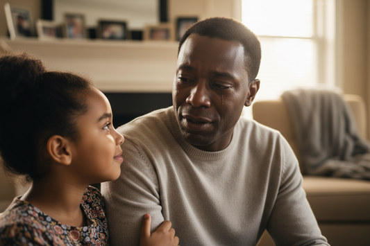 A BLACK MAN TALKS TO HIS NIECE WITH TEARS IN HIS EYE AND SHE FEELS SORRY FOR HIM