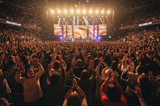 AN EXCITING CROWD AT A GOSPEL CONCERT