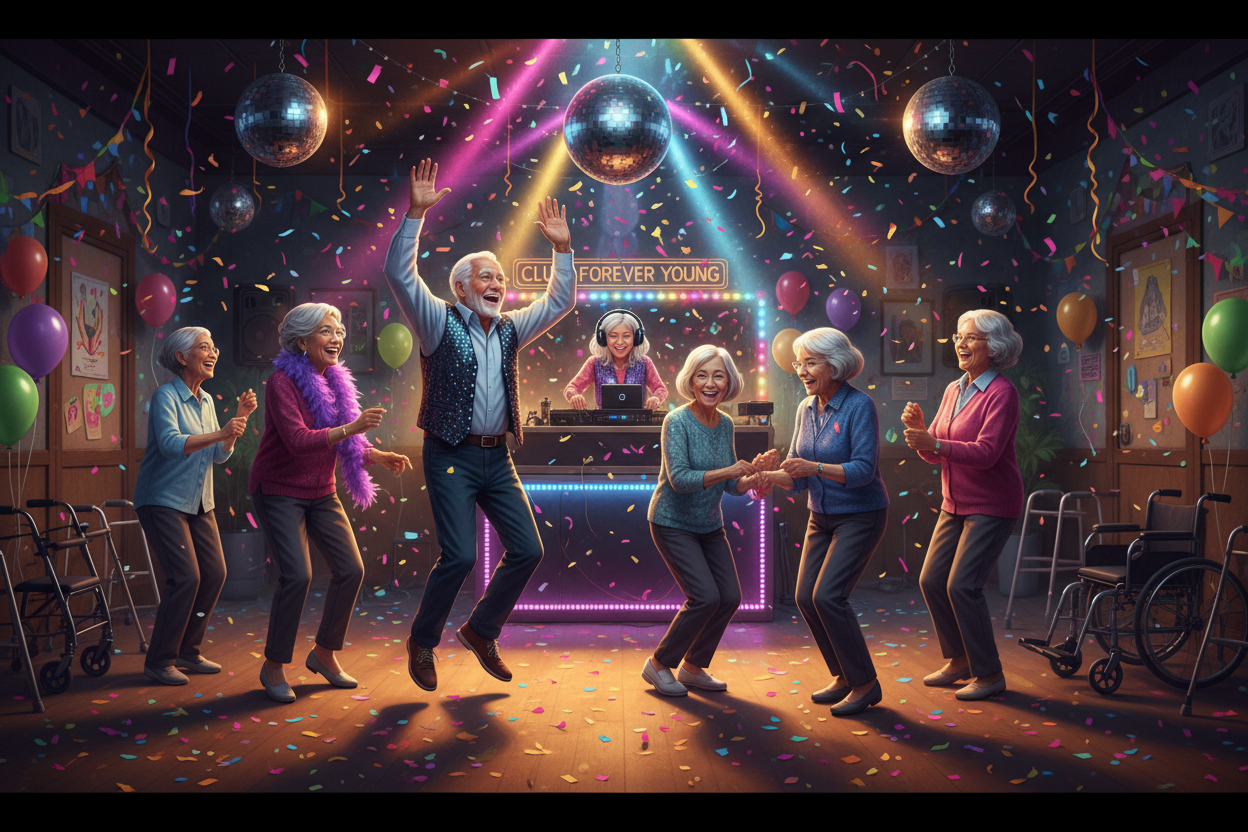 SENIORS MADE THE NURSING HOME A CLUB TO DO SOME JUMPING DANCES